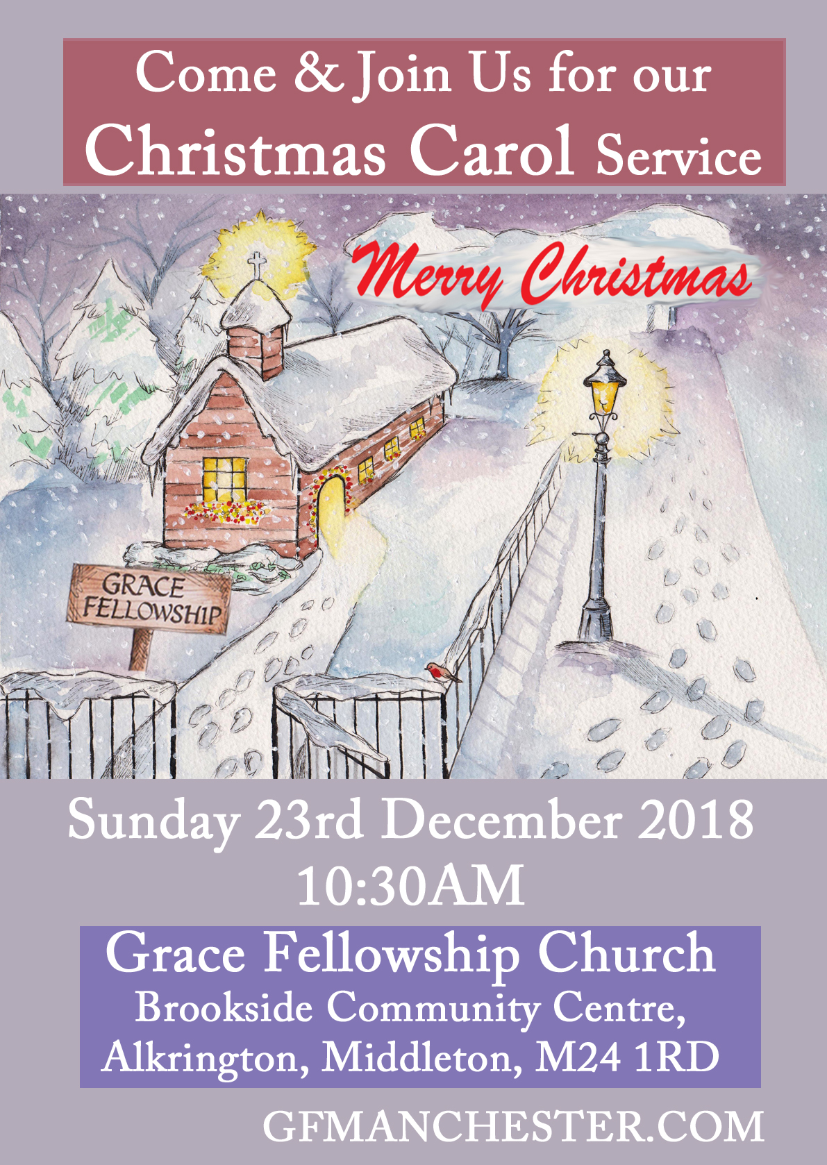 Come & Join Us for our Christmas Carol Service  Sunday 10.30AM  23rd December 2018